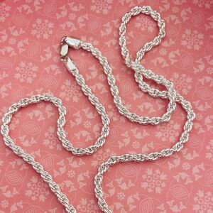 Elegant Sterling Silver .925 Rope Chain Necklace